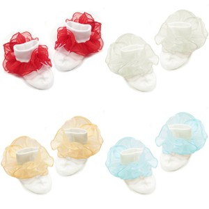 Wrapables Lil Miss Mia Organza Ruffle Socks for Toddler Girl, Set of 4 (Size 1-3) - Red, Orange, White, Blue - 1 of 4