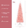 LuxenHome 7ft Pre-Lit Pink Slim Christmas Tree with Metal Stand & 8 Light Modes - 3 of 4