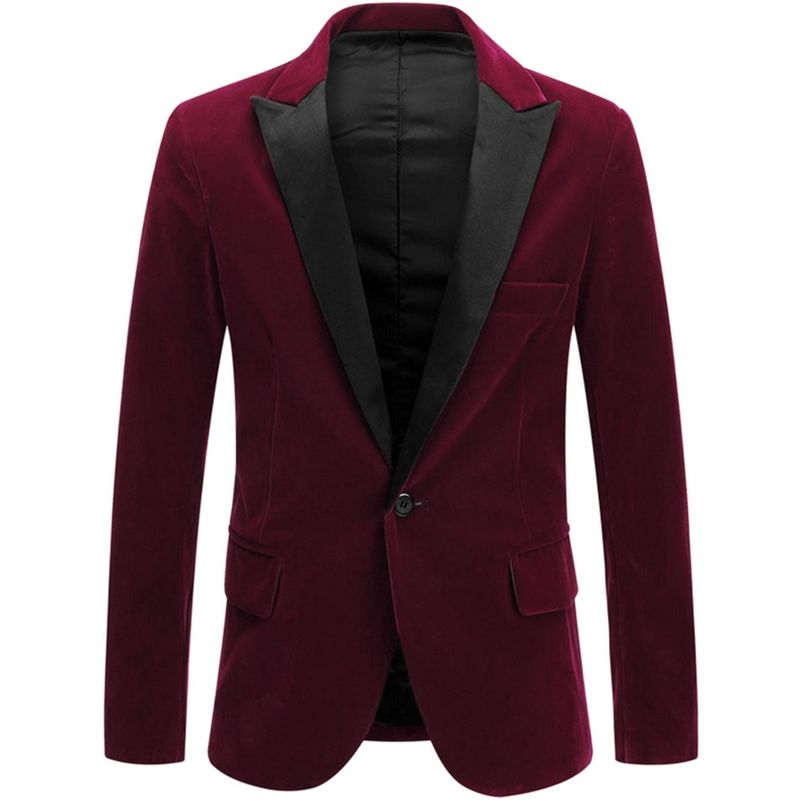 Lars Amadeus Men's Velvet Blazer One Button Party Prom Tuxedo Dinner Suit Blazer, 1 of 7