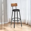 2 Pack Bar Stools, PU Upholstered Breakfast Stools, 29.7 Inches Barstools with Back and Footrest, for Dining Room, Rustic Brown and Black - 2 of 3