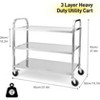 3-Tier Stainless Steel Utility Cart with Wheels, Heavy Duty Industrial Kitchen Island Serving Cart - 2 of 4