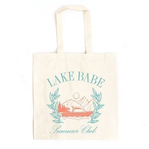 City Creek Prints Lake Babe Boat Canvas Tote Bag - 15x16 - Natural - 1 of 2