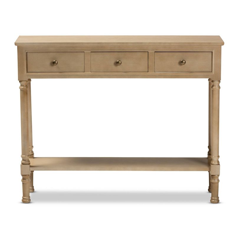 3 Drawer Calvin Wood Entryway Console Table - Baxton Studio, 4 of 10