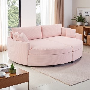 102.3" Corduroy Oversized Double Chaise Lounge Sofa with Deep Seat & USB - 1 of 4