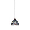 Toltec Lighting Any 1 - Light Pendant in  Black Copper with 7" Blue Mosaic Art Glass Shade - 2 of 2