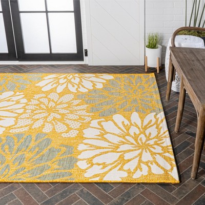 Reversible Gray Floral Synthetic 3x5 Area Rug