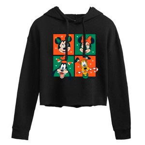 Women's - Disney - Mickey And Friends Christmas Cropped Graphic Hoodie - 1 of 3