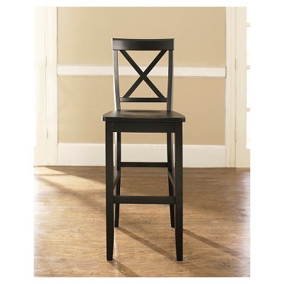 Modern Classic X-Back Solid Hardwood 30" Barstool in Black - Set of 2