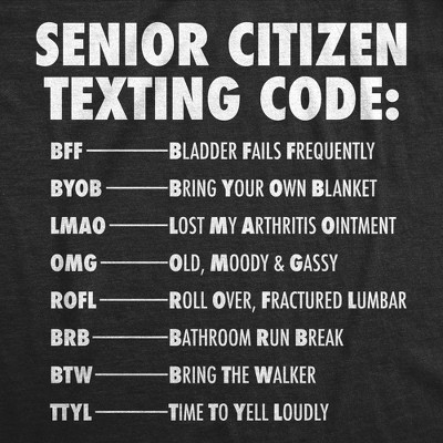 Мужские футболки Crazy Dog T-Shirts, Inc. Mens Funny T Shirts Senior Citizen Texting Code Sarcastic Elderly Graphic Novelty Tee for Men - Crazy Dog Men's T Shirt For Nerds Black M — фото 2