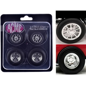 "Drag" Wheel and Tire Set of 4 pieces from 1961 Chevrolet Corvette Gasser for 1/18 Scale Models by ACME - 1 of 4