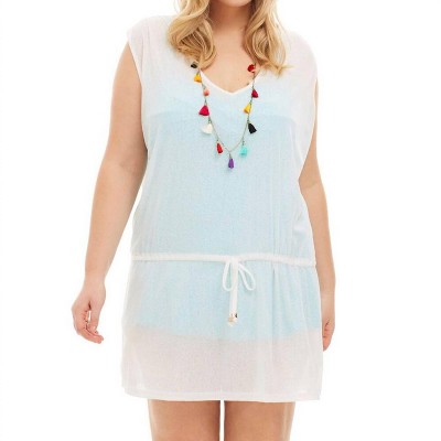 Women's Plus Size Drawstring Tank Cover Up Dress - Always for Me