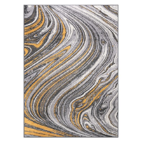 World Rug Gallery Contemporary Waves Non-Slip (Non-Skid) Multi 7'10 inch x 10' Indoor Area Rug