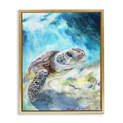 Stupell Industries Sea Turtle Ocean Watercolor, 17" x 21"