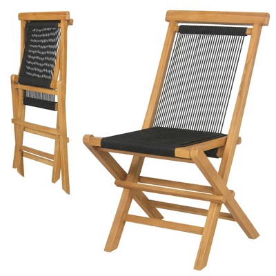 Tangkula 2PCS Folding Chairs w/ Quick-Folding Portable Design Woven Rope Seat Porch Patio