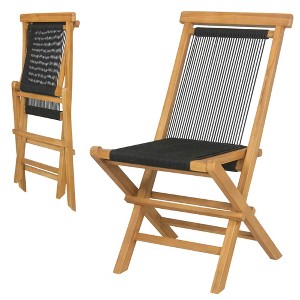 Tangkula 2PCS Folding Chairs w/ Quick-Folding Portable Design Woven Rope Seat Porch Patio - 1 of 4