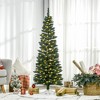 HOMCOM 5 FT Tall Pre-Lit Slim Noble Fir Artificial Pencil Christmas Tree with Realistic Branches, 110 Warm White LED Lights and 294 Tips, Green - 2 of 4