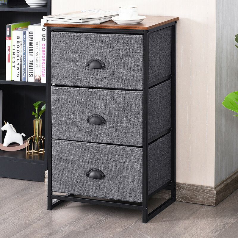 Costway 3 Drawer Nightstand Side Table Storage Tower Dresser Chest Home Office Furniture, 3 of 11