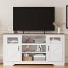 Acekool Farmhouse TV Stand with LED Lights, Elegant Entertainment Center for 65 Inch TVs, with Storage Cabinets and Open Shelves - 3 of 4