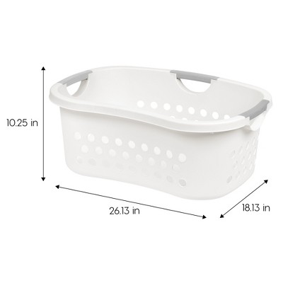 Large White Plastic Stackable Laundry Baskets with Handles, 3-Pack