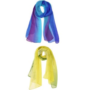 Elerevyo Women Long Chiffon Lightweight Gradient Color Scarves 2 Pcs - 1 of 4
