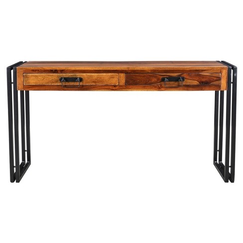 Solid Sheesham Wood 60 Console Table With Metal Legs Timbergirl Target