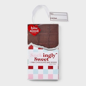 Kid's Chocolate Bar Christmas Crew Socks - Brown 2-5 - 1 of 3