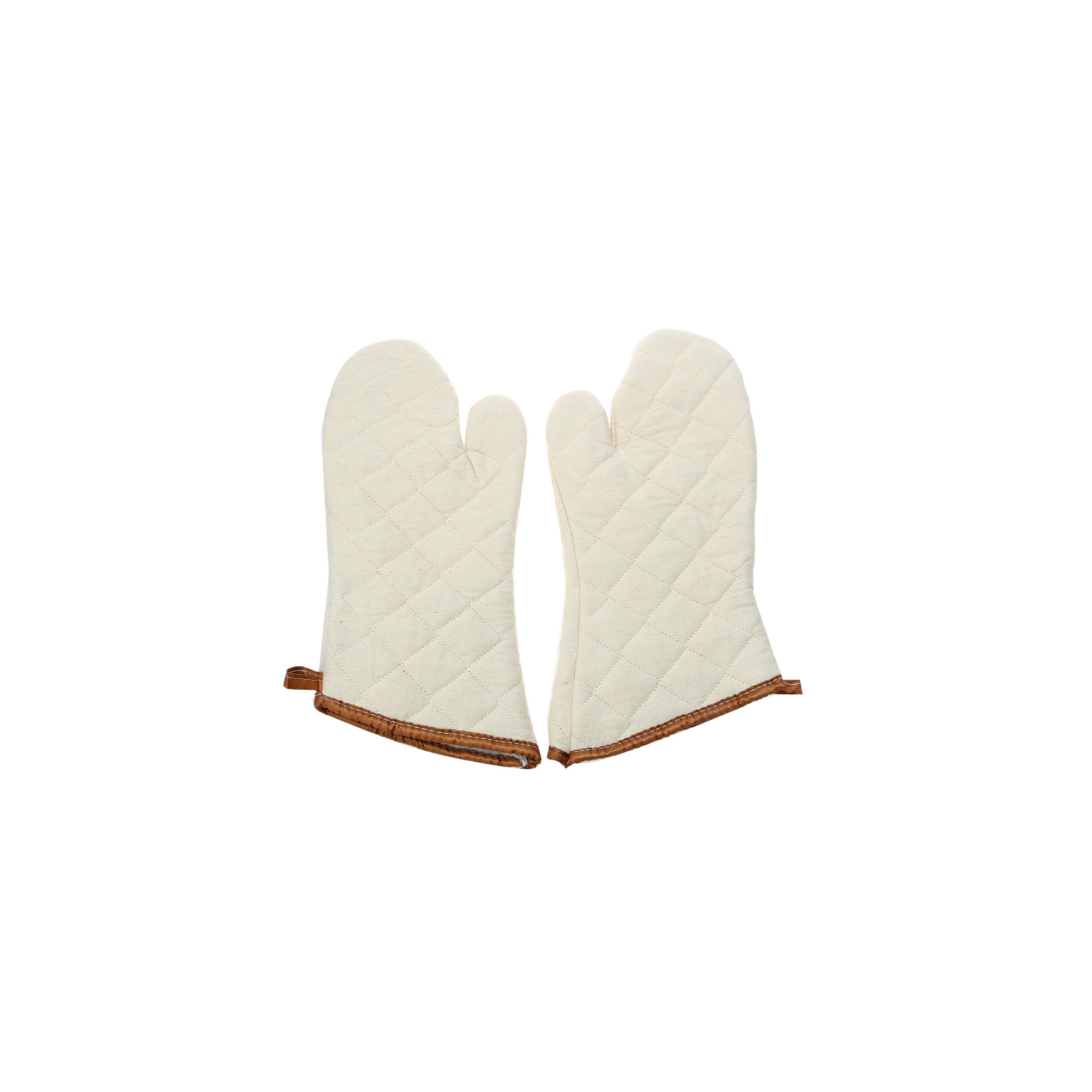 Unique Bargains Kitchen Bakery Heat Resistance Microwave Barbeque Baking Cotton Blends Oven Mitts 13.7"x5.9" Beige 1 Pair