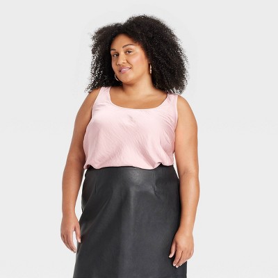 Women's Satin Tank Top - Ava & Viv™ Blush XXL