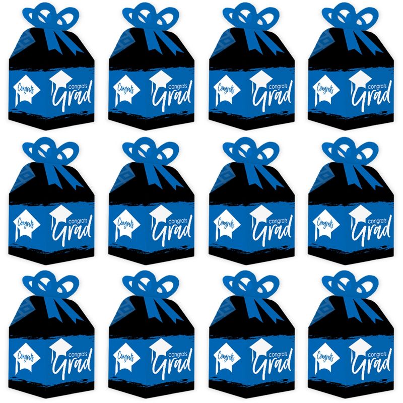 Big Dot of Happiness Blue Grad - Best is Yet to Come - Square Favor Gift Boxes -  Royal Blue Graduation Party Bow Boxes - Set of 12, 5 of 9