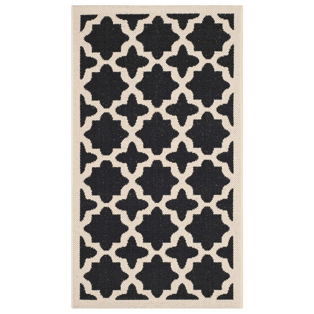  Rectangle Natalie Patio Rug Black/Beige