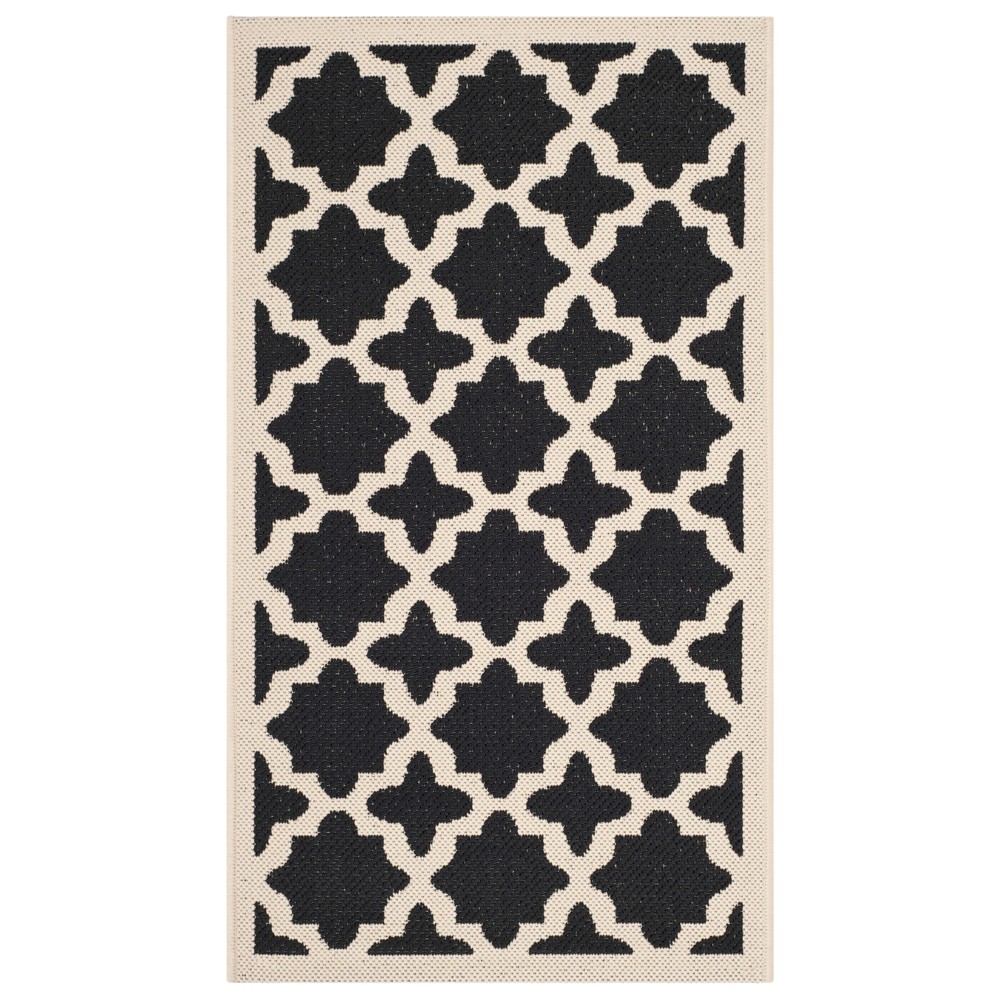 2'X3'7in Rectangle Natalie Patio Rug Black/Beige - Safavieh