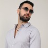 Campus Sutra Men Men's Moon Grey Self-Design Striped Shirt - 2 of 3