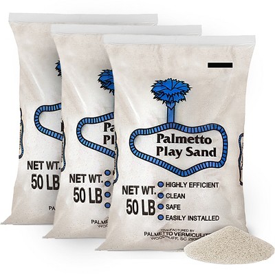 Palmetto 3 Pack Soft Play Sand, Clean and Safe Low-Dust Creme-Colored Natural Sand for Sensory Playtime, Ideal for Sandboxes and Play Areas, 50 lbs