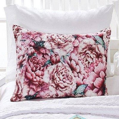 Standard Floral Pink Microfiber Cotton Pillow Sham