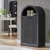 Modern Tilt-Out Trash Can Cabinet, Arched 10 Gallon Trash Can with Fluted Door & Open Shlef, Hidden Garbage Can for Kitchen, Living Room - 2 of 4