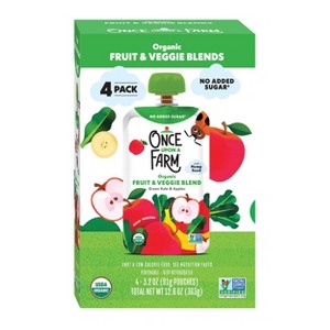 Once Upon a Farm Green Kale & Apples Organic Kids' Snack - 4ct/3.2oz Pouches - 1 of 4