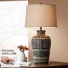 John Timberland Rustic Southwestern Jar Table Lamp with USB Charging Port 32" Tall Earth Tone Linen Drum Shade Living Room Bedroom House - 2 of 4