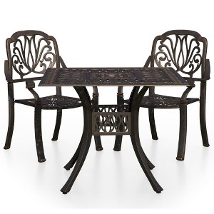vidaXL Bistro Set Patio Table and Chair Bistro Table Outdoor Cast Aluminum - Bronze 2 Items - 1 of 4