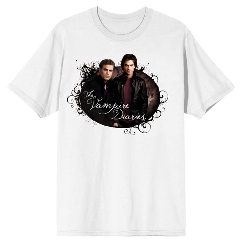 Vampire Diaries Damon And Stefan Men's White T-shirt : Target