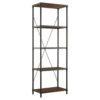 74.25" Webster 4 Shelf Mixed Media Bookshelf Black - Inspire Q