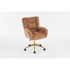 Velvet/Teddy Fabric 360 Swivel Home Office Chair With Gold Metal Base And Universal Wheels, Height-Adjustable Task Chair 4L - ModernLuxe - 4 of 4