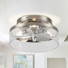 Parrot Uncle 12.6" Satin Nickel Flush Mount Ceiling Fan with Light 3-Blade Fandelier - image 2 of 4