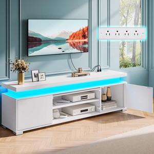 Greenstell Rotating and height-adjustable TV stand with LED light and charging station - 1 of 4