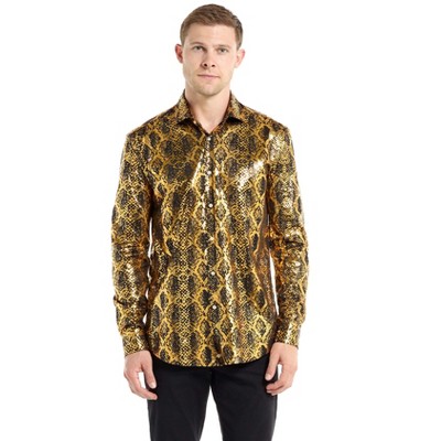 Opposuits Men's Shiny Party Shirts - Shiny Snake - Gold - Size L : Target