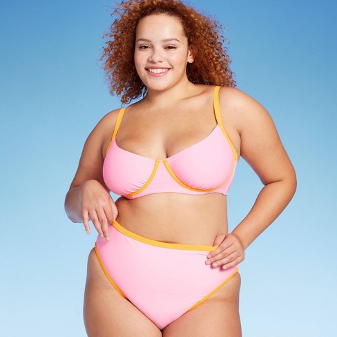 Women's Colorblock Underwire Bikini Top - Wild Fable™ Light Pink/orange 20  : Target