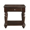 Vynxaria Modern Traditional End Table with Drawer and Bottom Shelf, Espresso Finish, 24"x22"x24"H - 3 of 4