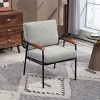 1 PC Natural Wood Armchair,Modern Fabric Upholstered Bedroom Armchair,Kitchen Dining Chair With Back Cushions And Metal Frame-Coolbibila - 2 of 4