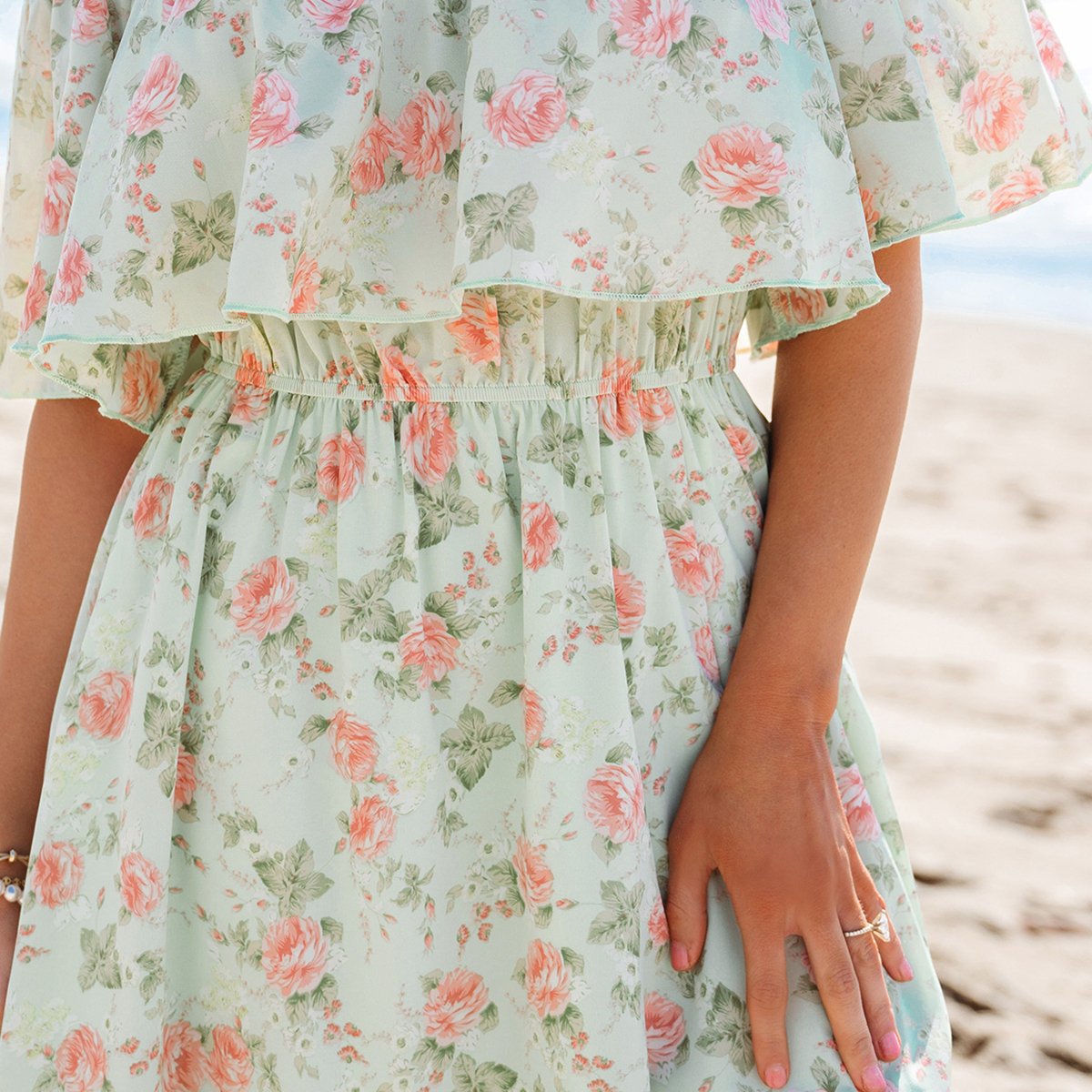Женские платья Cupshe Women's Floral Off-Shoulder Beach Maxi Wedding Guest Dress-S-Green — фото 4
