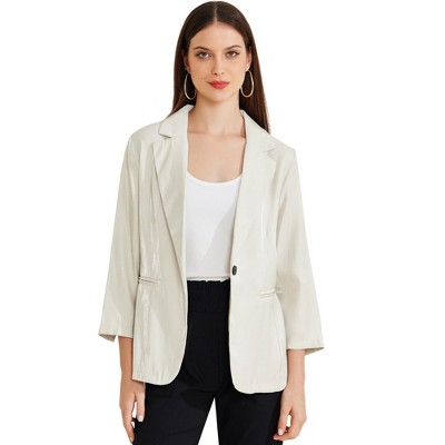 Allegra K Women's Open Front Long Sleeve Lapel Collar Blazer