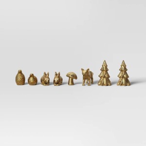 8pk Christmas Poly Figural Decor Set Birds/Bunny/Trees Gold - Wondershop™ - 1 of 4